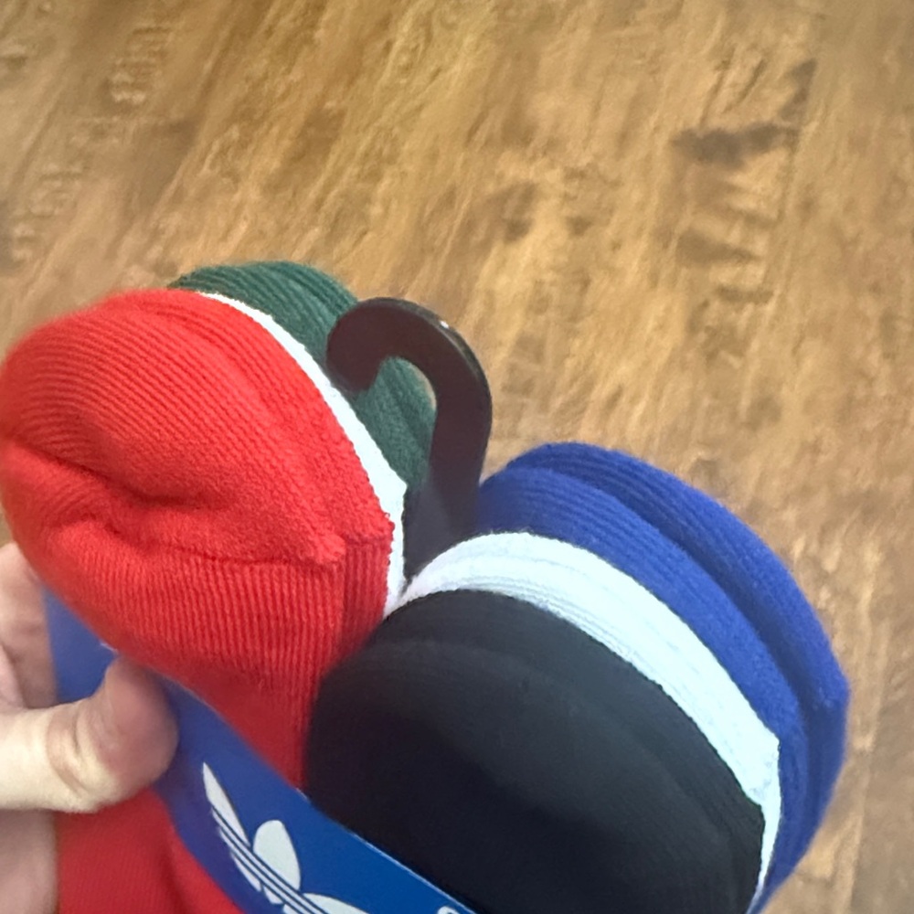 adidas Originals Six-Pack Quarter Athletic Socks - Red, Black & Blue - Picture 5 of 16